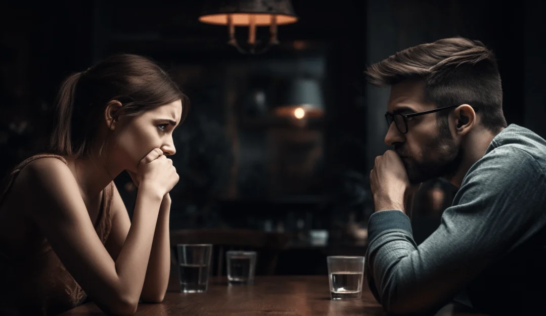 couple sitting at the table, discussing divorce